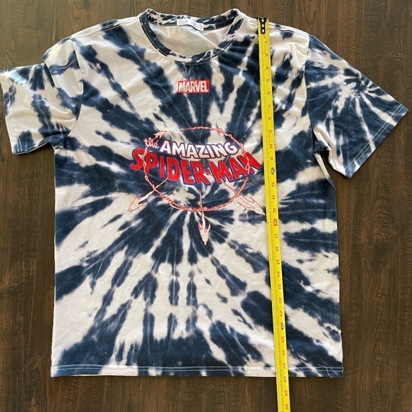 ZARA‎ + MARVEL Spider-Man Tie Dye Blue White Short Sleeve Size Medium - Picture 5 of 5